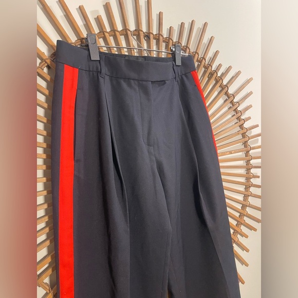 Me + Em Wool Blend Side Stripe Pant Navy Red Sporty Tailored Trouser - Picture 7 of 16